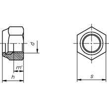 Technický nákres poistnej matice s rozmermi