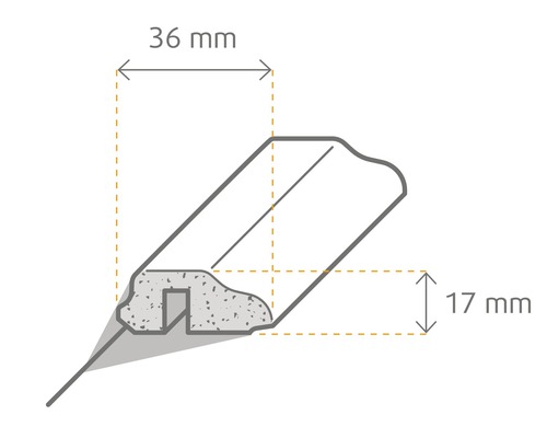 Profilová lišta s rozmermi 36 mm krát 17 mm