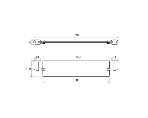 Technický výkres držiaka na uteráky s rozmermi