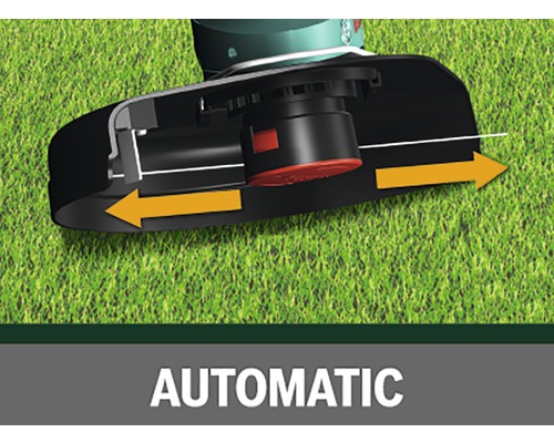 Detailný záber vyžínača s automatickým posuvom struny