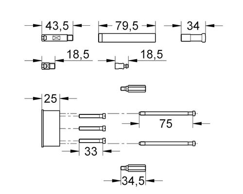 Technický výkres s rozmermi produktu