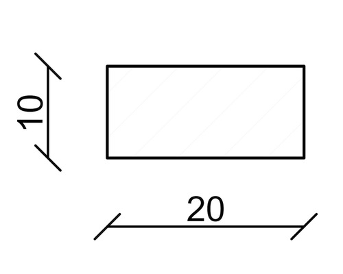 Technický výkres s rozmermi 10 a 20