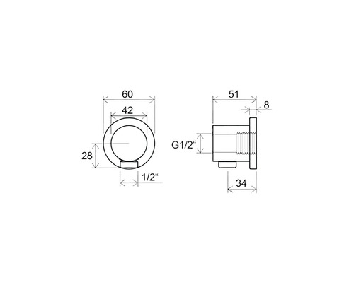Technický nákres vodovodnej batérie s rozmermi