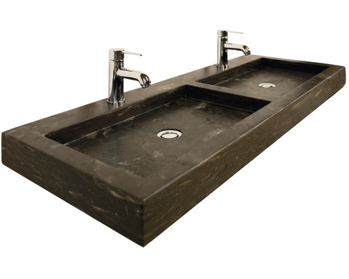 Dvojité kamenné umývadlo s dvoma kohútikmi