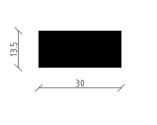 Technický nákres s rozmermi: 30 x 13.5