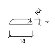 Technický výkres profilu s rozmermi 18x4 mm a rádiusom 4
