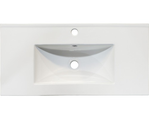 Keramické umývadlo na dosku s otvorom pre batériu a prepadom