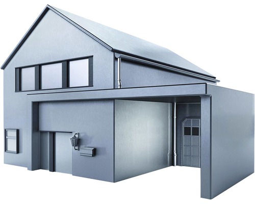 Model domu s garážou a odkvapom