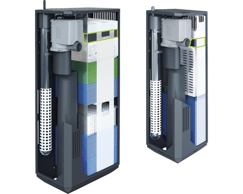 Dva vnútorné akvarijné filtre na čistenie vody.