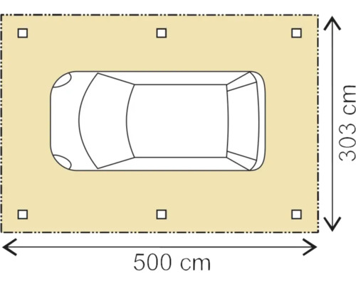Pôdorys s rozmermi 500 x 303 centimetrov