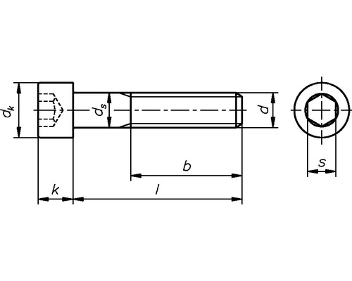 Technický nákres skrutky s rozmermi