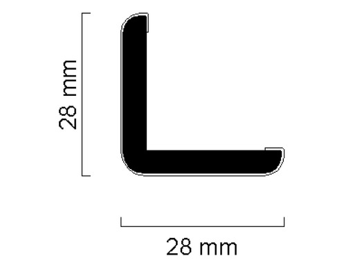 Znázornenie 28-milimetrového rohového profilu