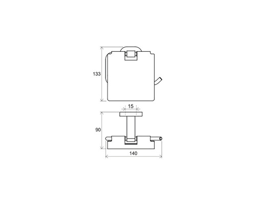Technický nákres držiaka toaletného papiera s rozmermi