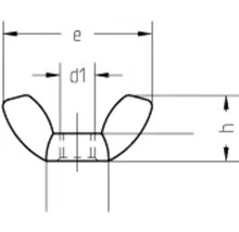 Technický výkres krídlovej matice s rozmermi