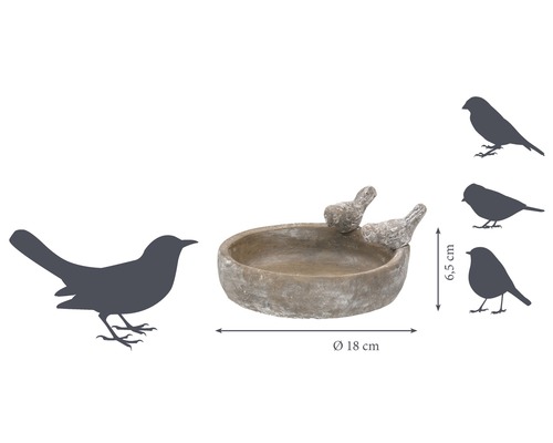 Napájadlo pre vtáky z kameniny s dvoma motívmi vtákov, priemer 18 cm