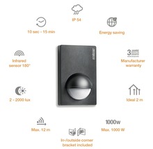 Pohybový senzor Steinel s infračerveným senzorom a výkonom až 1 000 W