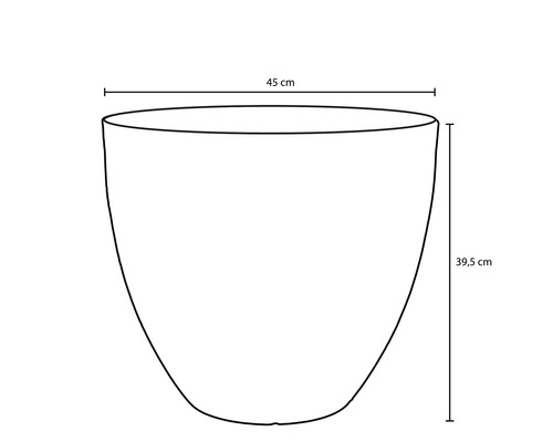 Schéma kvetináča s rozmermi 45 cm a 39,5 cm