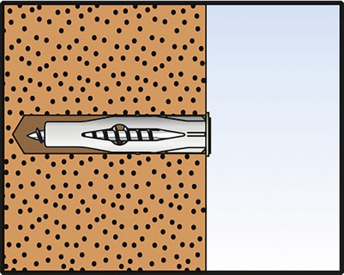 Ilustrácia inštalácie hmoždinky do sadrokartónu v stene