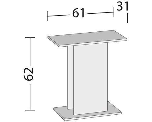Ilustrácia príručného stolíka s rozmermi