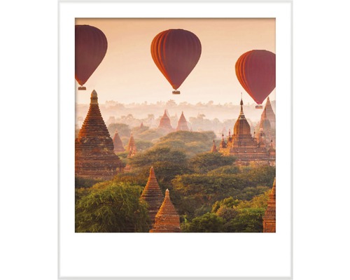 Dekoratívne nástenné umenie s teplovzdušnými balónmi nad chrámami