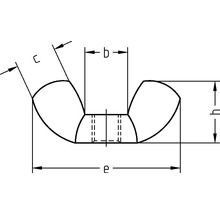 Technický nákres krídlovej matice s rozmermi