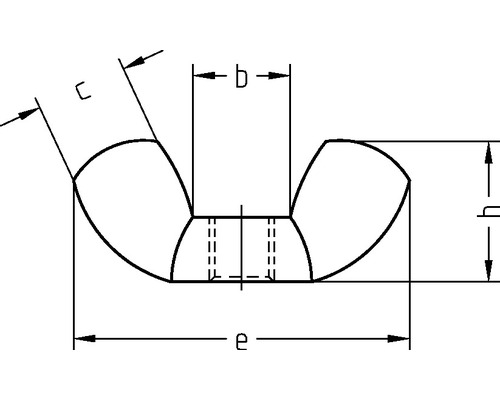 Technický nákres krídlovej matice s rozmermi