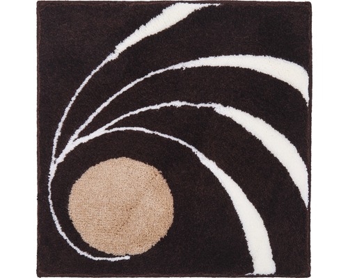 Štvorcový koberec s abstraktným vzorom v hnedej a bielej farbe