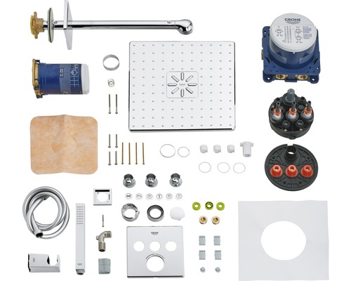 Sprchový systém Grohe Rainshower s hlavovou sprchou, ručnou sprchou a termostatom