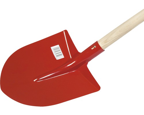 Červený rýľ s drevenou rukoväťou