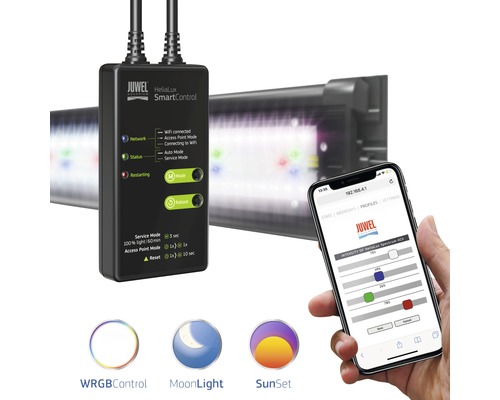 Juwel HeliaLux SmartControl s osvetlením akvária a aplikáciou pre smartfóny na ovládanie WRGB, mesačného svetla a západu slnka