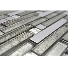 Sklenená mozaika s kovom Crystal XCM GV908 29,8x33,8 cm strieborná-thumb-2