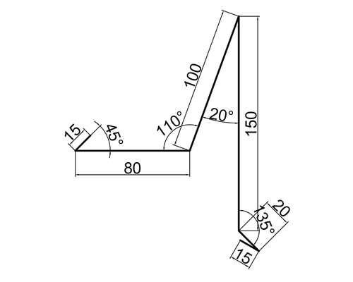 Technický výkres s rozmermi a uhlami