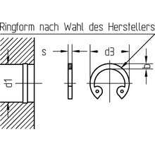 Technický nákres poistného krúžku s rozmermi