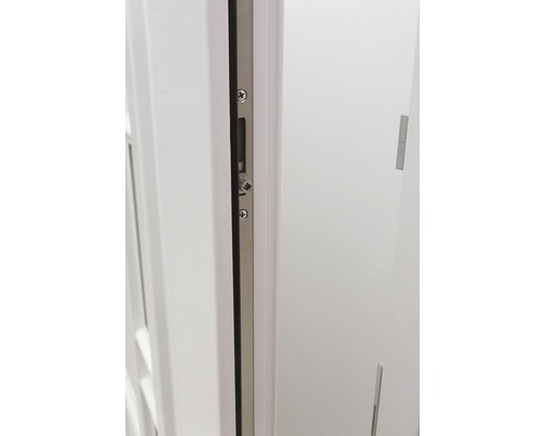 Detail dverného zámku so západkou a protiplechom