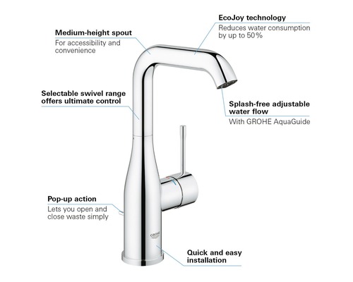 Umývadlová batéria so stredne vysokým výtokom