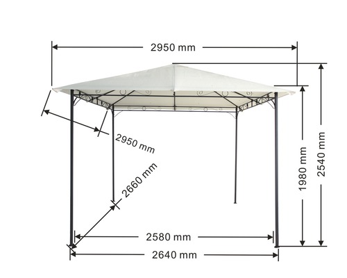 Obrázok altánku s rozmermi.