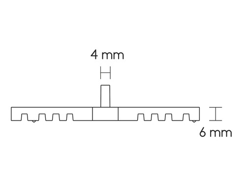 Technický nákres profilu s rozmermi 4 mm a 6 mm.