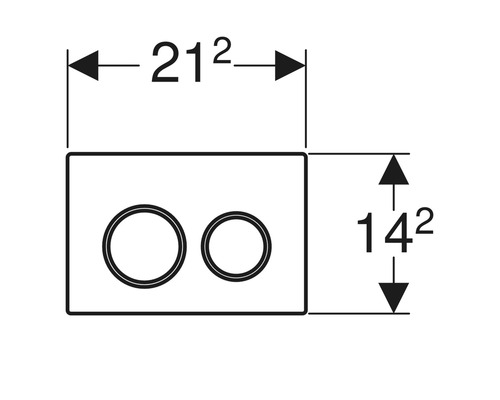 Technický výkres ovládacieho tlačidla s rozmermi 21,2 x 14,2 cm.