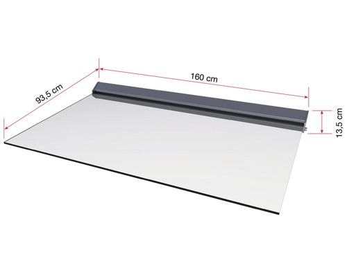 Strešný ochranný prístrešok s rozmermi 160 cm x 93,5 cm