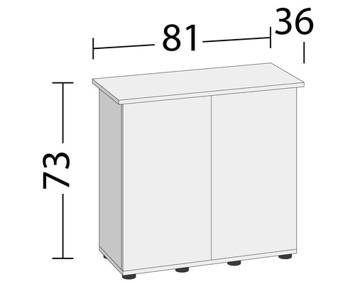 Obrázok spodnej skrinky s rozmermi 81 cm na šírku, 73 cm na výšku a 36 cm do hĺbky