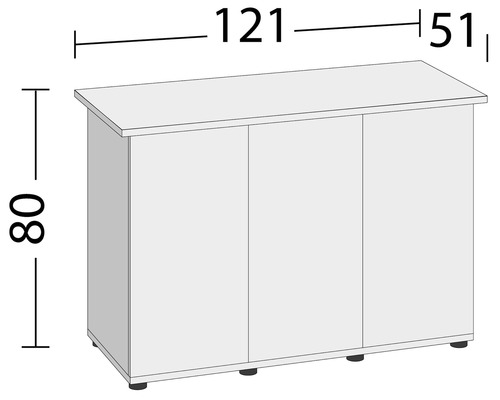 Obrázok spodnej skrinky s rozmermi 80, 121 a 51 centimetrov.