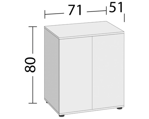 Skrinka s dvomi dvierkami s rozmermi 80, 71 a 51 centimetrov