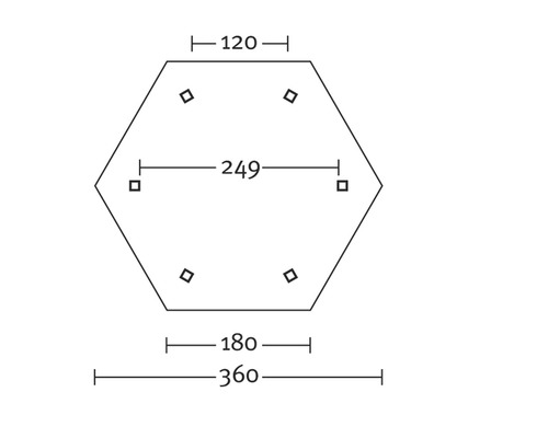 Ilustrácia šesťuholníkového tvaru s rozmermi