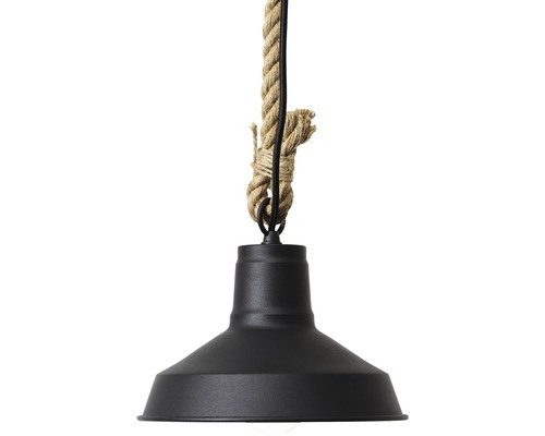 Čierne závesné svietidlo s lanovým závesom
