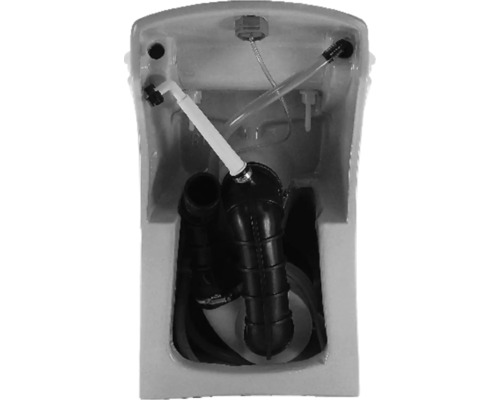 Vnútorný pohľad na splachovaciu nádržku s nainštalovaným mechanizmom