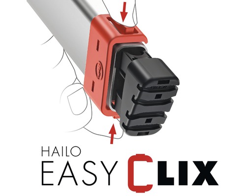 Systém Hailo Easy Clix: Pripevnenie nadstavca nohy k rebríku