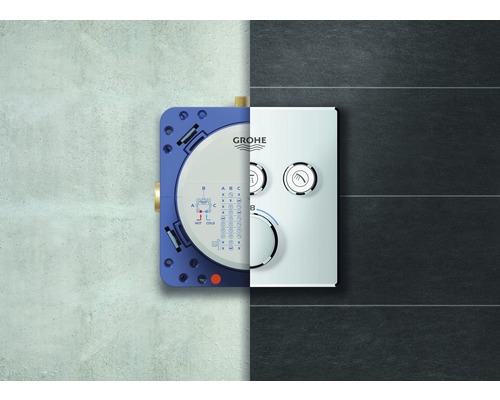 Armatúra Grohe na reguláciu teploty a nastavenie množstva vody v kúpeľni.