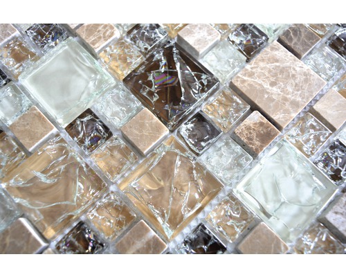 Mozaiková dlaždica zo skla a prírodného kameňa