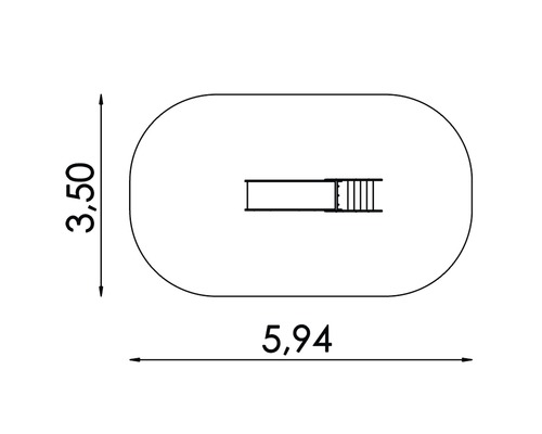 Pôdorys ihriska so šmýkačkou a rozmermi 3,50 metra krát 5,94 metra