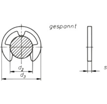 Technický nákres poistného krúžku s rozmermi